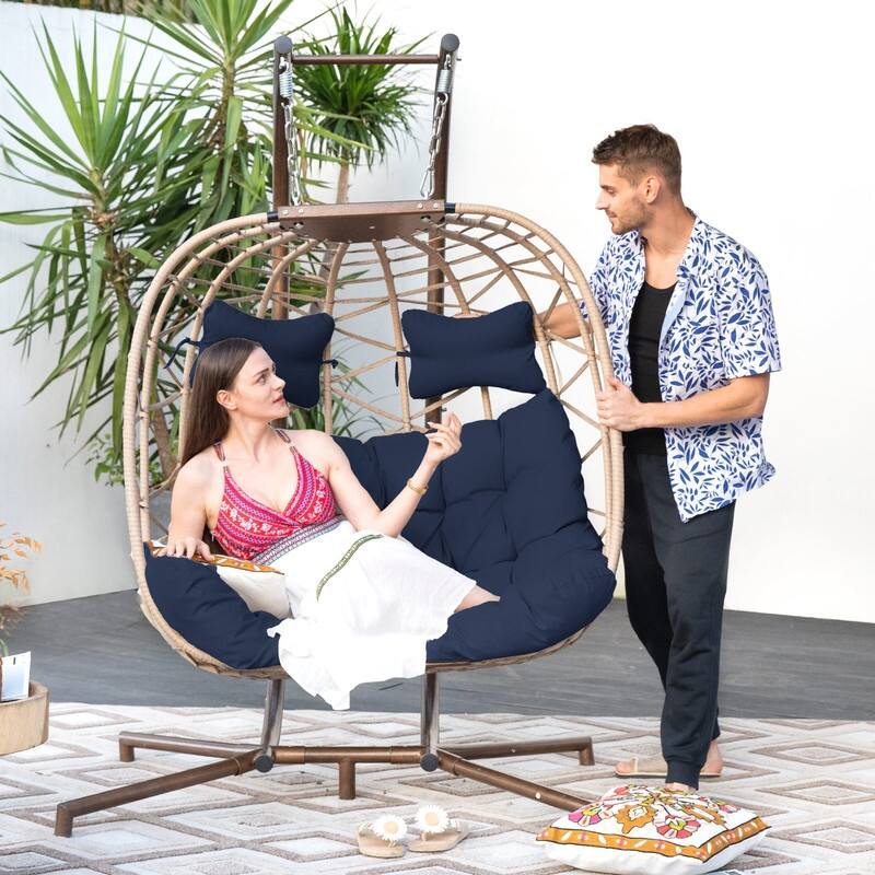 FINCATI Indoor Double Egg Chair, 700 lbs Extra-large 2 Person Double Egg Chair, Cozy Swing Chair, Oversized Hanging Egg Chair