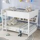 preview thumbnail 12 of 16, Queen Over Queen Bunk Bed with Built-in Storage Cabinets, Charging Station, Ladder & Safety Guardrails, Brwon