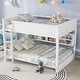 preview thumbnail 1 of 38, Queen Over Queen Size with Underbed Storage Bookcase and Charging Station, Wood Bunk Bed Frame with Panel Guardrails and Ladder White - Queen