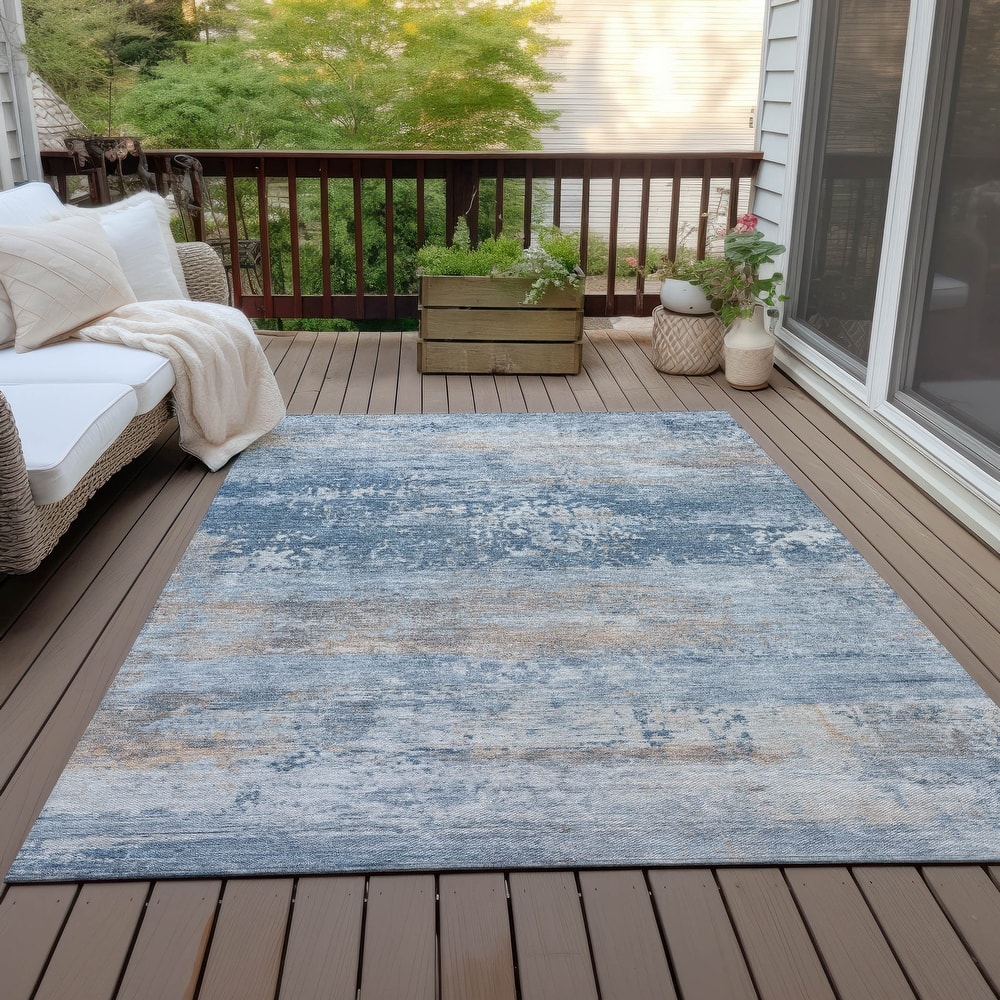 Machine Washable Indoor/Outdoor Contemporary Chantille Rug