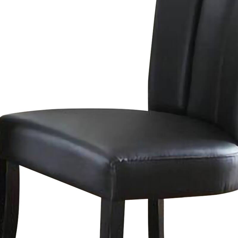 Leather Upholstered Dining Chair In Poplar Wood, Set Of 2,Black