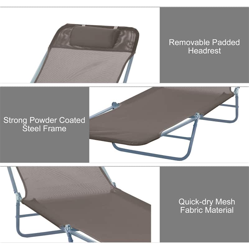 Outdoor Adjustable Folding Chaise Lounge Chairs with Breathable Mesh