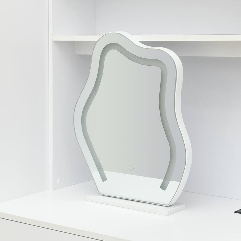 2-Door Wooden Storage Vanity Wardrobe for Bedroom with Makeup Mirror and Drawers
