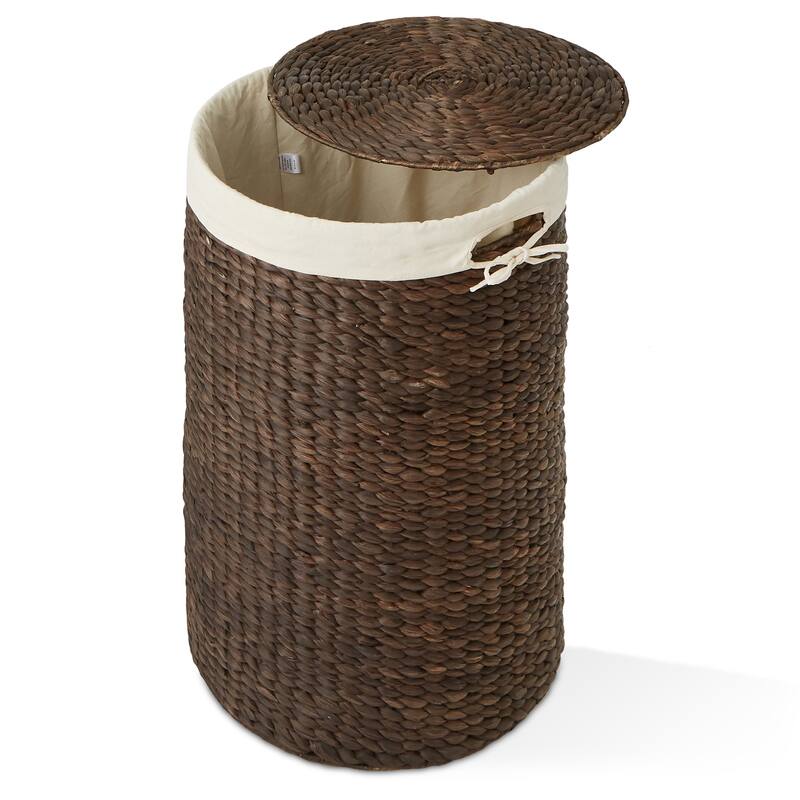 Round Laundry Hamper Basket with Lid and Liner for Clothes