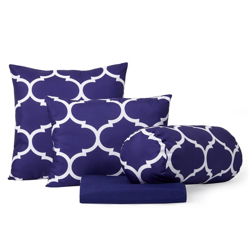 Trellis 7-Piece Comforter Set - Purple - Queen