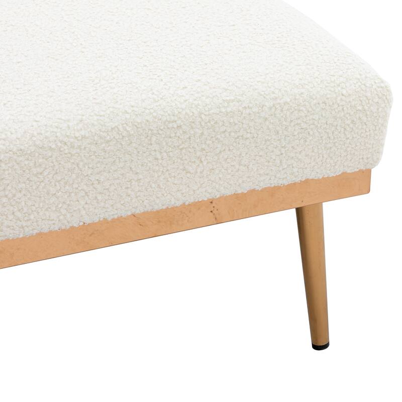 62'' L Chaise Lounge Indoor, Modern Teddy Fabric Sleeper Chair Bed for Living Room, Convertible Lounge Chair with Iron Legs