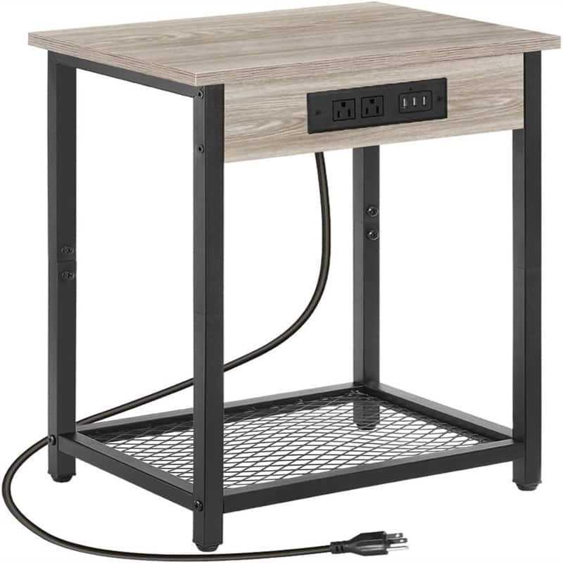 Nightstands with Charging Station - Grey