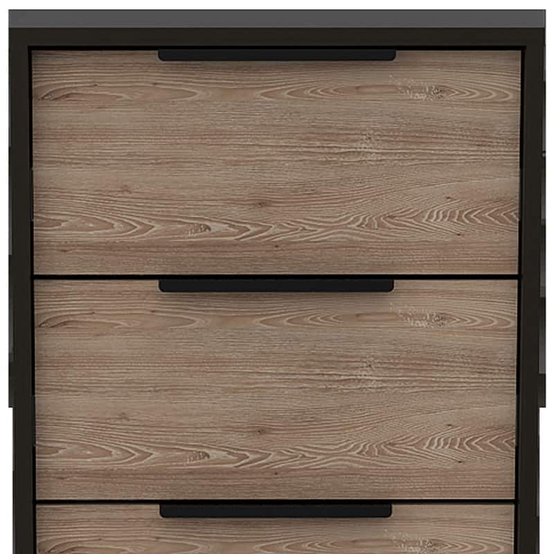 HomeRoots 18" Brown and Black Five Drawer Standard Chest