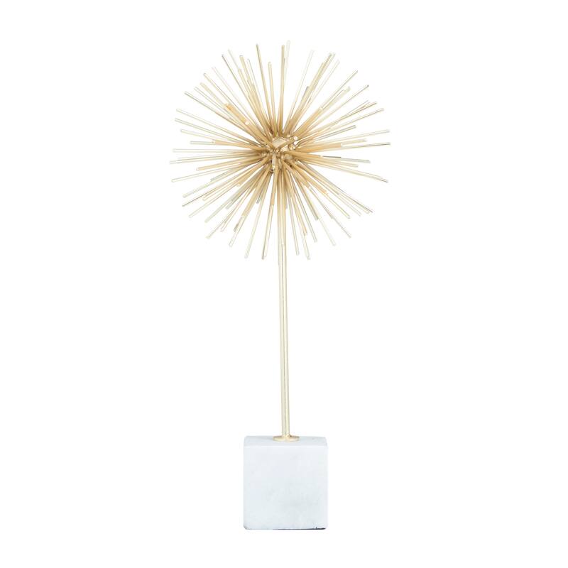 CosmoLiving by Cosmopolitan Gold Marble Starburst Decorative Sculpture with Marble Base