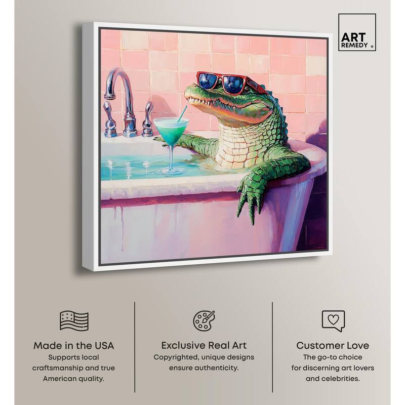 Cocktail Croc II Canvas by Art Remedy