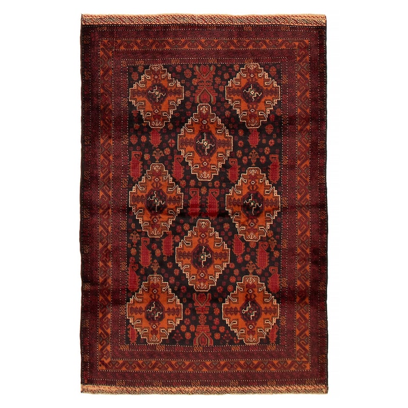 Teimani Black, Red Rug 4'2" x 6'8" - 4'2 x 6'8 - Black/ Red - 4'2 x 6'8
