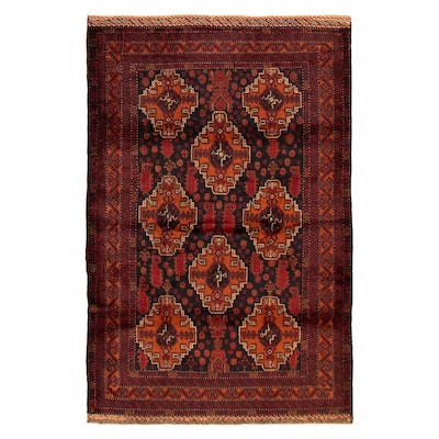 Teimani Black, Red Rug 4'2" x 6'8" - 4'2 x 6'8