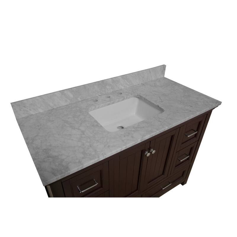 KitchenBathCollection Paige 48" Bathroom Vanity with Carrara Marble Top