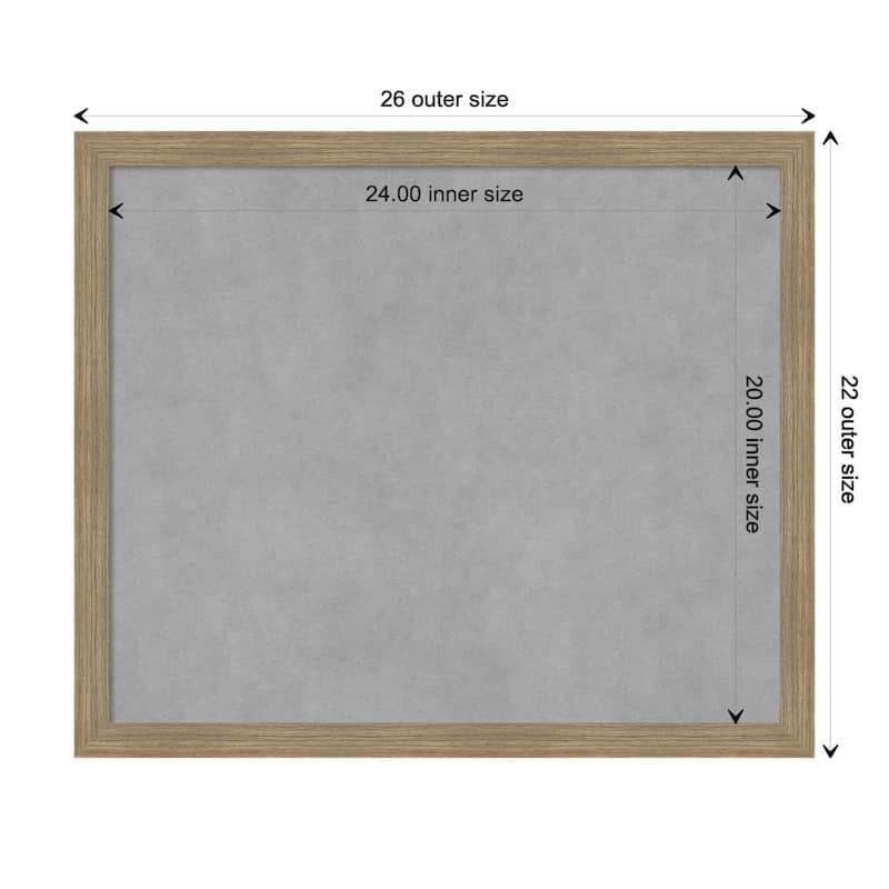 Amanti Art Woodgrain Stripe Mocha Framed Magnetic Board - Board Size 24x20