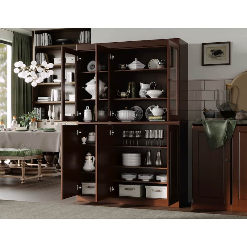 Palace Imports 100% Solid Wood 48.5" China Pantry Cabinet with Solid or Clear Glass Doors and Adjustable Shelves - 48.5" x 71.5"