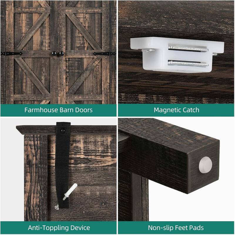 64" Farmhouse Tall Kitchen Pantry Storage Cabinet with 2 Drawers & Doors