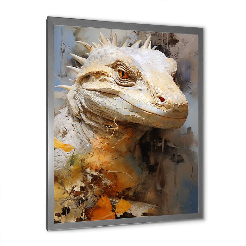 Designart "Curious Reptile Amphibian I" Reptile/Amphibian Framed Canvas Wall Art