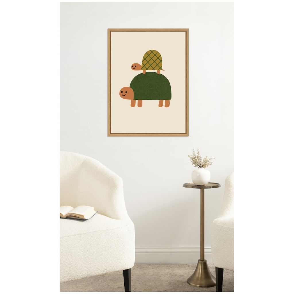 Kate and Laurel Tortoise by Laura Moss Framed Canvas Wall Art Print