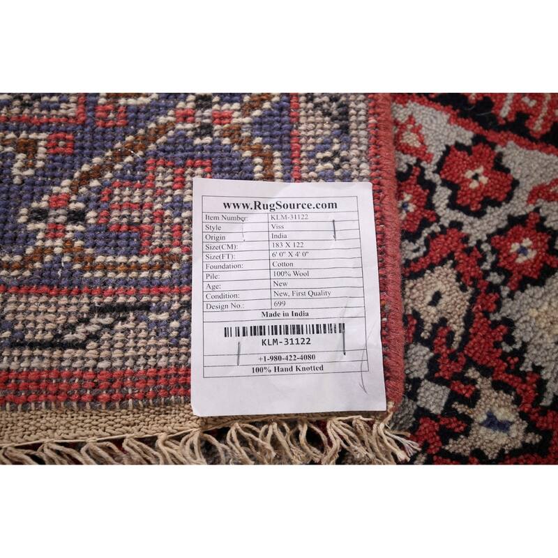 Viss Indian Area Rug Handmade Wool Carpet - 4'0"x 6'0"