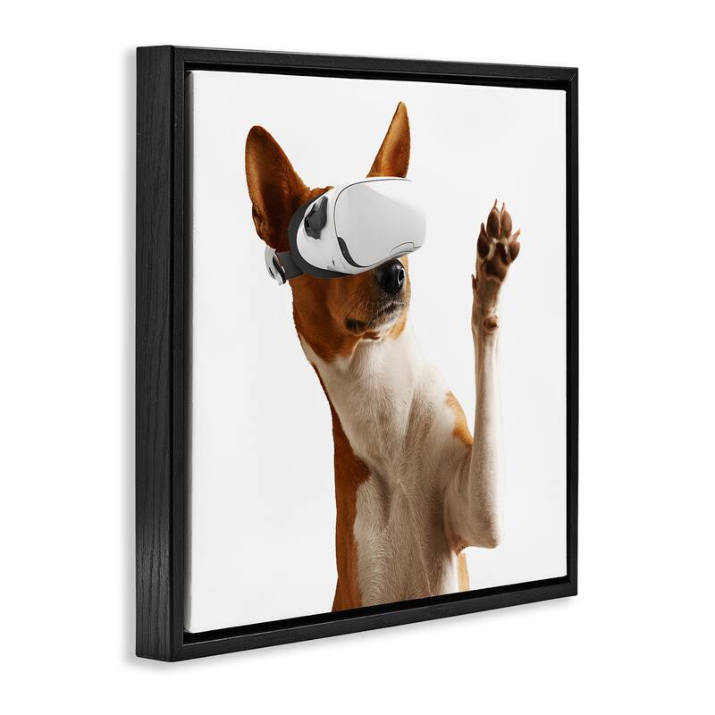 Stupell VR Gamer Dog Framed Floater Canvas Wall Art Design By CAD Designs