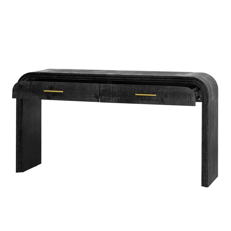 Elegant Curved Console Table for Entryway and Living Room, MDF Fir Veneer Design