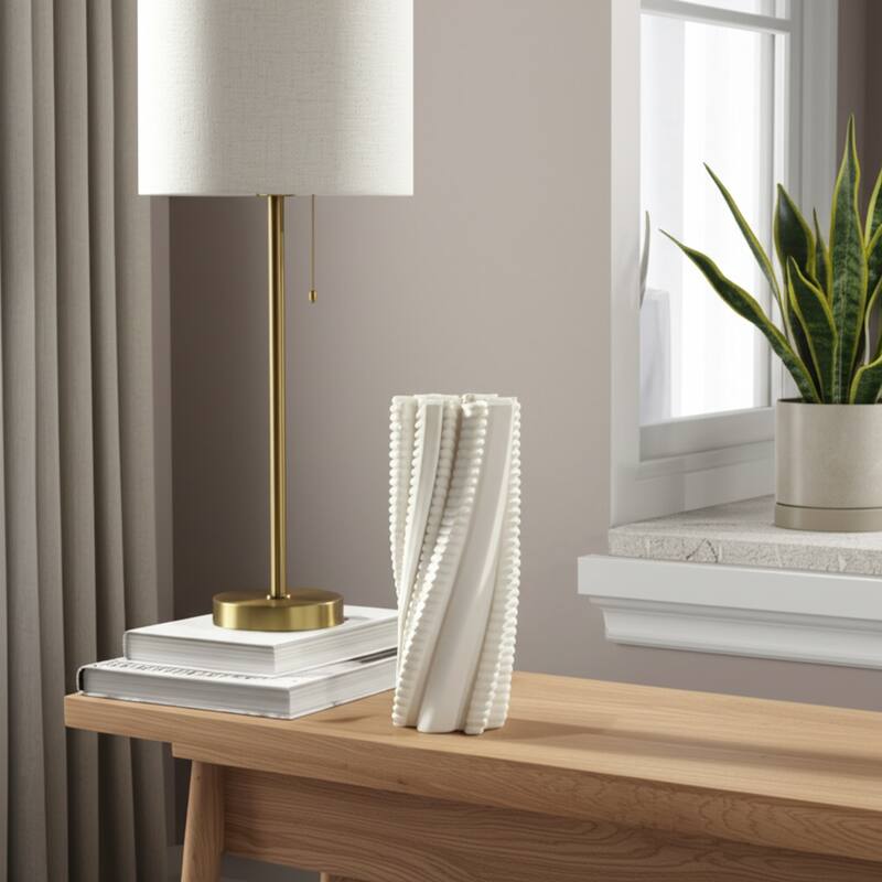 Modern Porcelain Vase Twisted Ribbed Texture and Art-Inspired Design