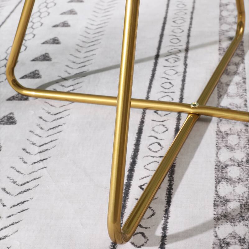 Blue Modern 28" Polyester Upholstered Accent Chair with Gold Tone Finished Base and Metal Sled Legs