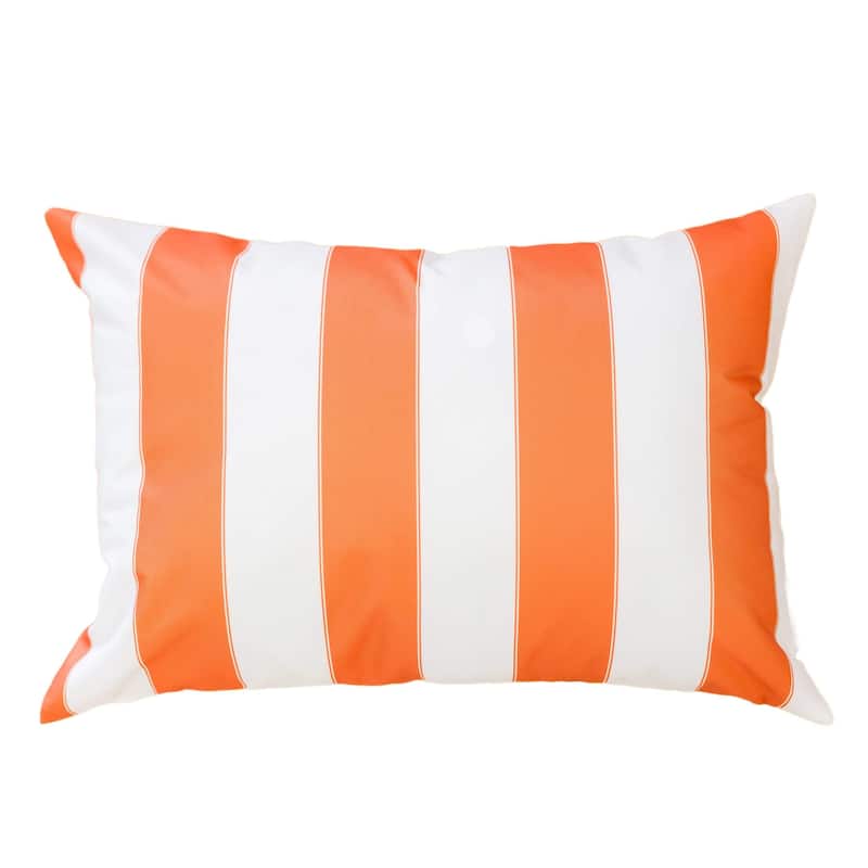 Striped Throw Pillow Indoor Outdoor Use Weather Resistant 14x20 Inches - Orange