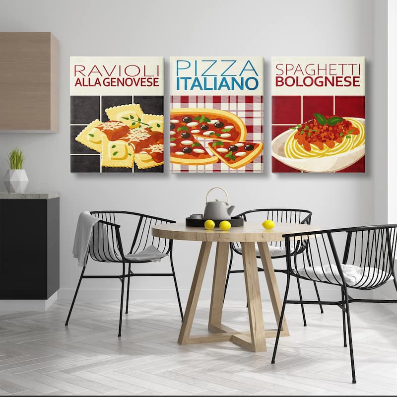 Stupell Classic Italian Pasta Meals Canvas Wall Art Design By Kim Allen (Set of 3)