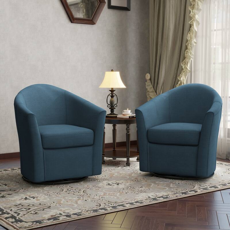 Swivel Accent Chair with Metal Base - 30.7"W x 29.9"H x 27.5"D - Blue-2Pack