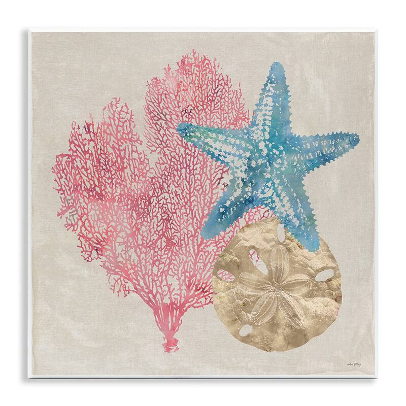 Stupell Sea Life Trio on Beige Wall Plaque Art Design By Amber Sterling - 12 x 12