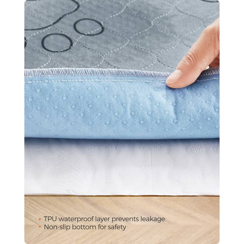 Gray Polyester Washable 2-Pack Dog Pee Pads with Waterproof Backing
