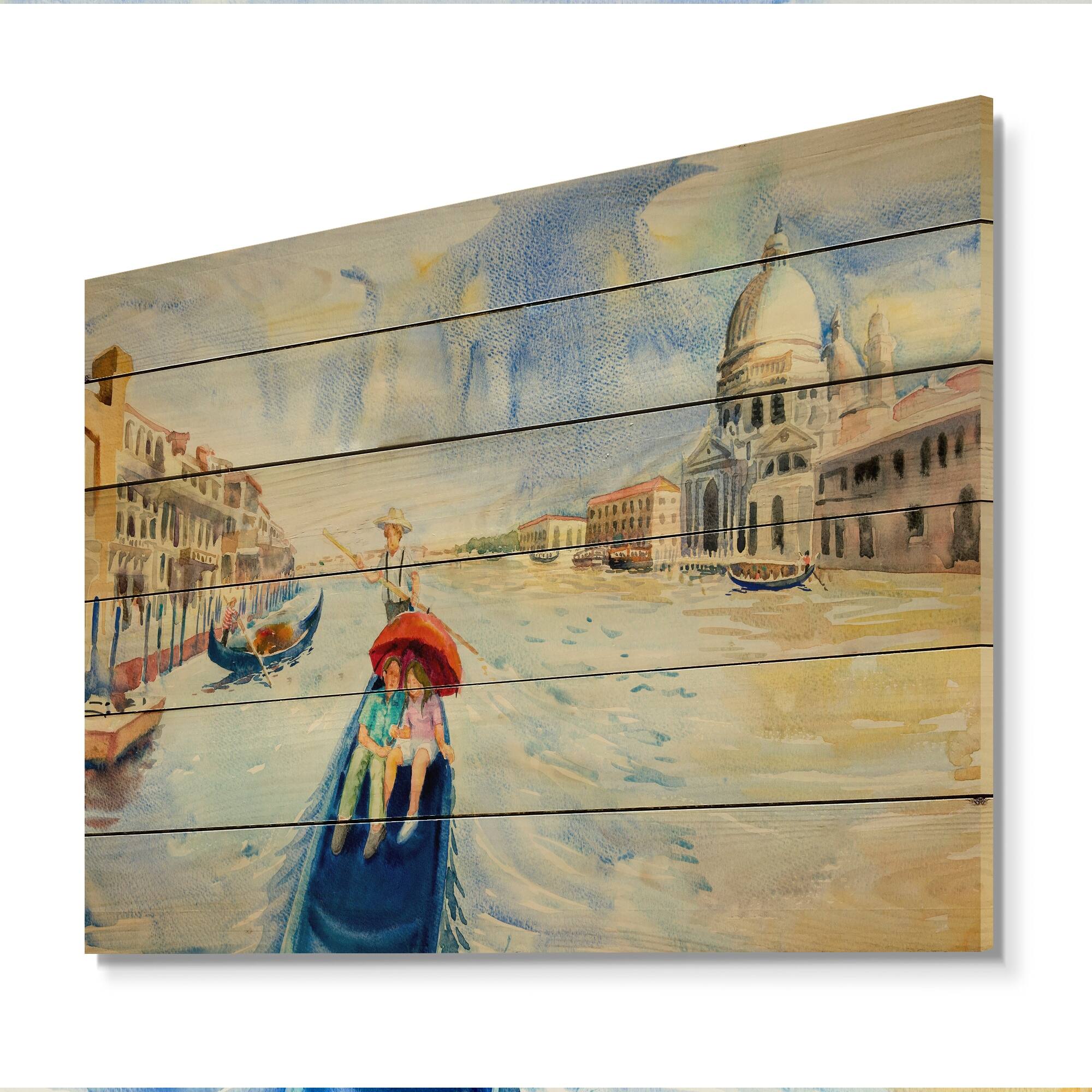 Designart 'Grand Canal Venice Italy' French Country Wood Wall Art Décor
