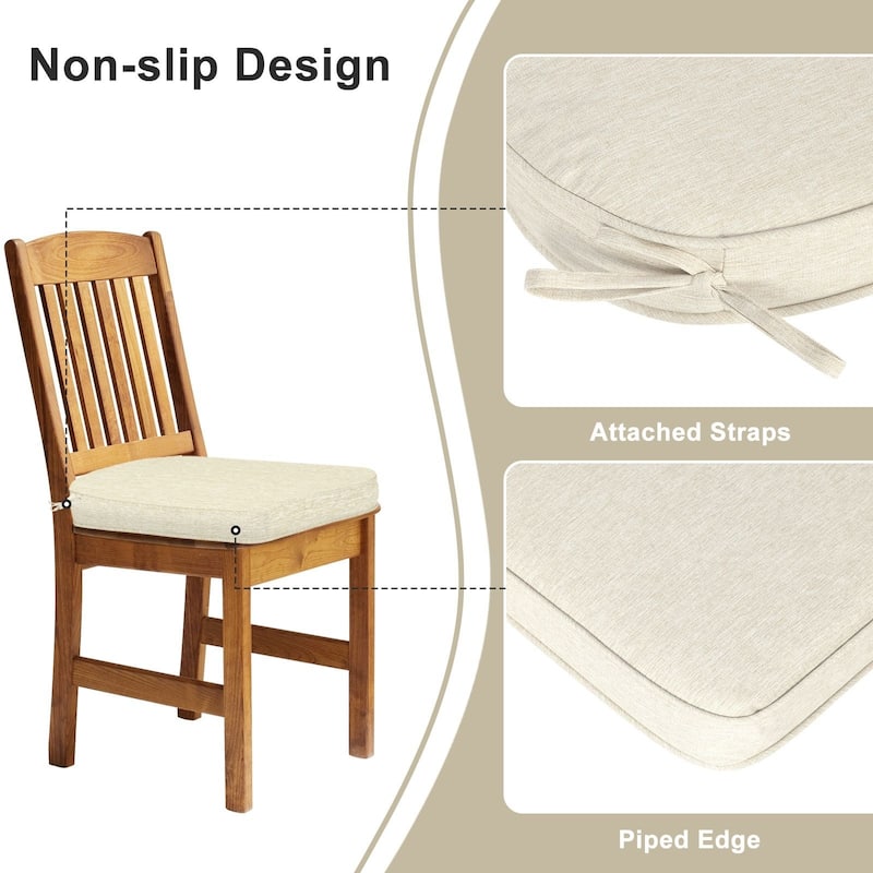 Aoodor Outdoor Dining Chair Cushions Set of 2, Outdoor Chair Pads with Ties, 21 x 21 inch - 21"x21"