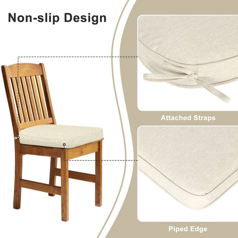 Aoodor Outdoor Dining Chair Cushions Set of 4, Outdoor Chair Pads with Ties, 20 x 19 inch - 20"x19"