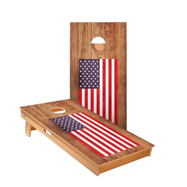 slide 2 of 5, American Flag Cornhole Boards NO Bags - Add Board Lights