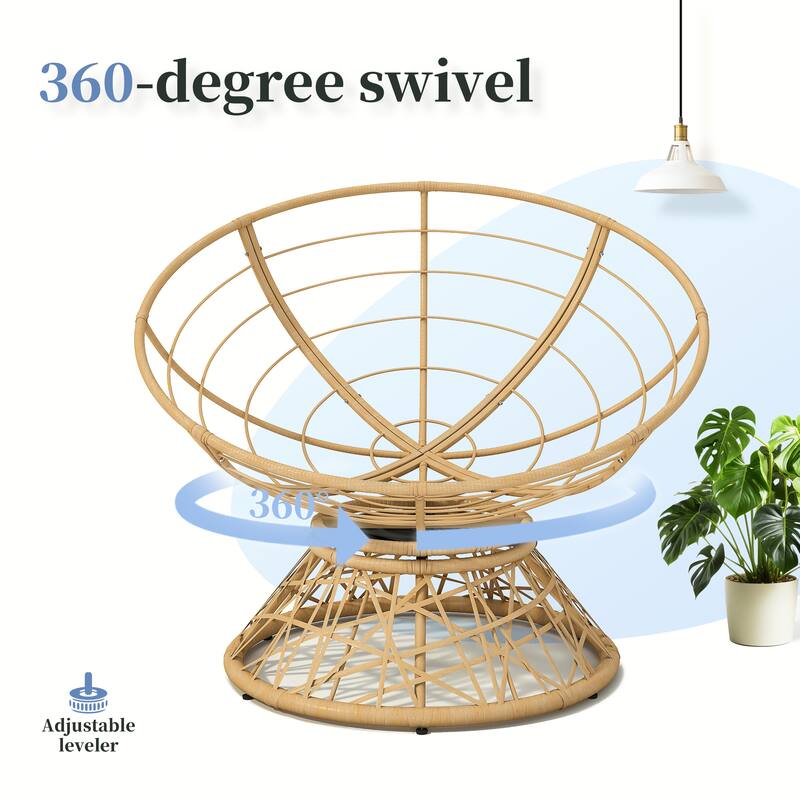 Poly Wicker Chair with 360° Swivel