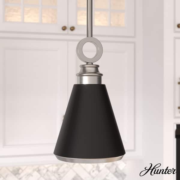 slide 2 of 12, Hunter Klein Art-Deco Metal Pendant - Kitchen Island, Dining Room, Entry - Modern, Industrial 6" - Brushed Nickel - Black