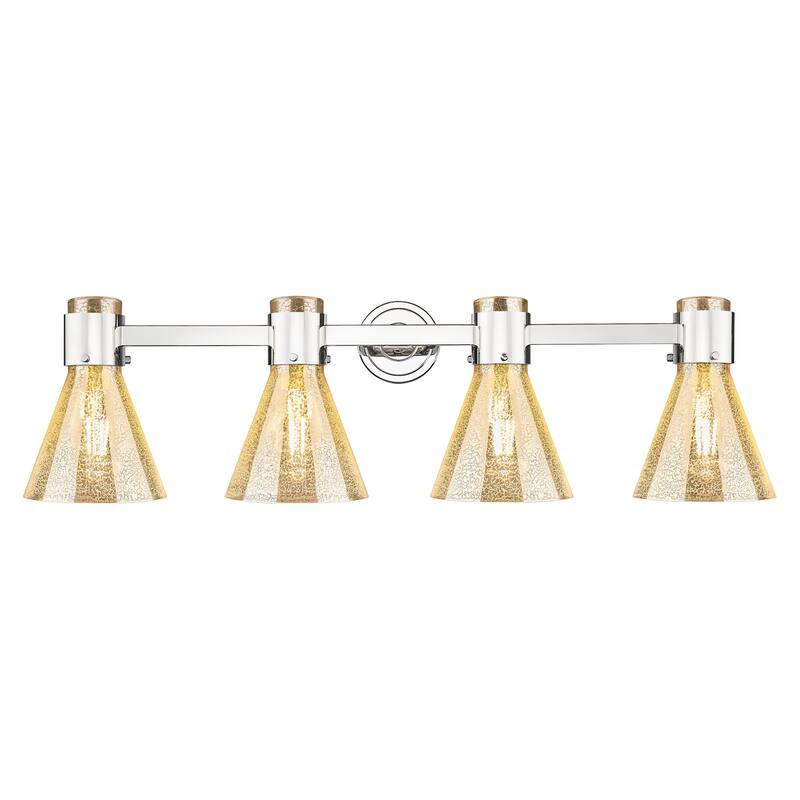 Innovations Lighting 464-4W-G464C-7ME Lawton Cone 4 Light 34" Wide - Polished Nickel
