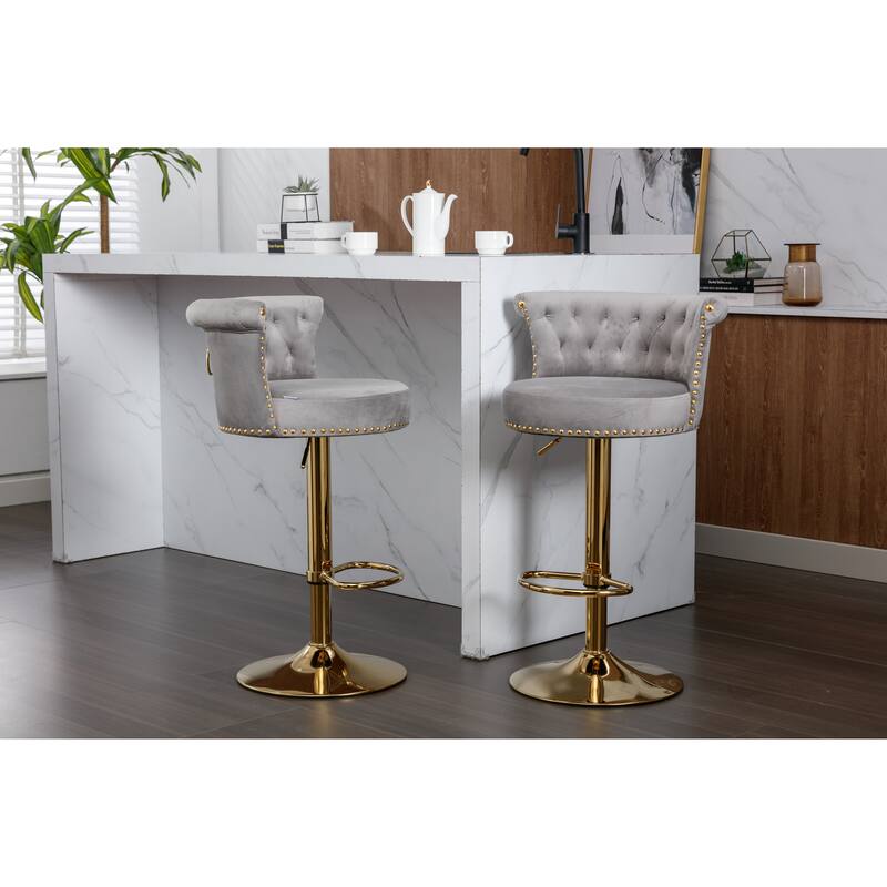 HOMEFUN Swivel Bar Stools Set of 2 Adjustable Counter Height Chairs with Footrest for Kitchen, Dining Room 2PC/SET