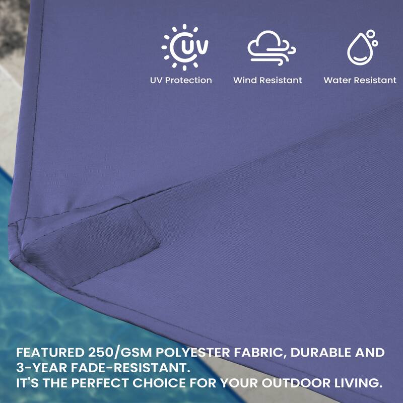 VredHom Solar LED Light 11FT Square Outdoor Cantilever Patio Umbrella without Base