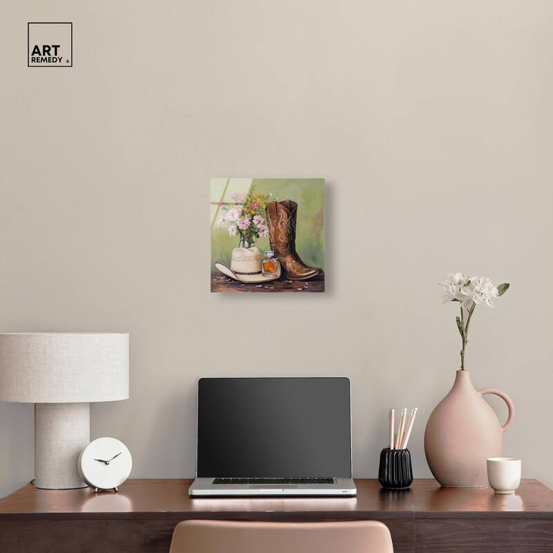 Spring Green Cowboy Necessities Acrylic by Art Remedy, Ready to Hang