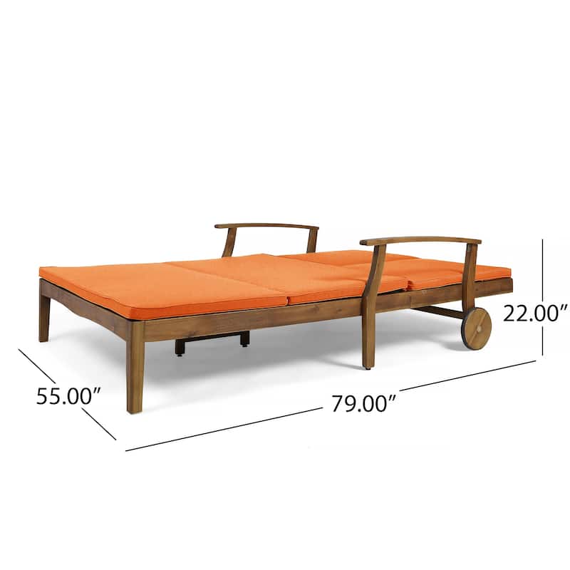 Perla Outdoor Acacia Wood Double Chaise Lounge by Christopher Knight Home
