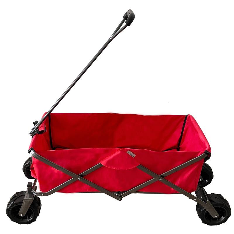 Folding Wagon with All-Terrain Wheels, 230lbs Capacity, Telescoping Handle, and Dust Cover for Beach, Outdoor, and Garden Use