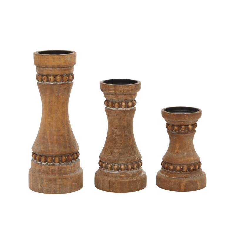 Wood Farmhouse Candle Holder (Set of 3) - S/3 12", 9", 7"H