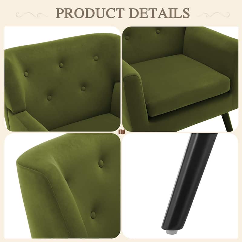 Velvet Upholstered Armchair Tufted Accent Chair, Set of 2 - 30.71"H x 28.35" W x 27.56"D