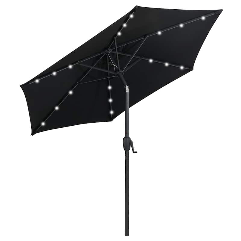 Costway 7.5 ft Solar Powered Patio Umbrella with LED Lights Push