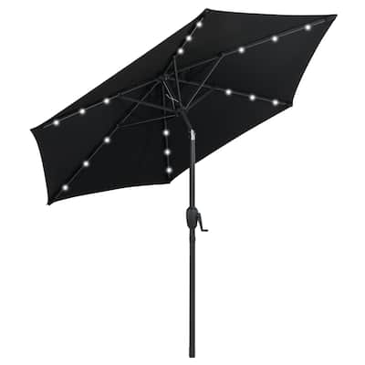 Polyester LED Patio Umbrella with Tilt and Crank Handle