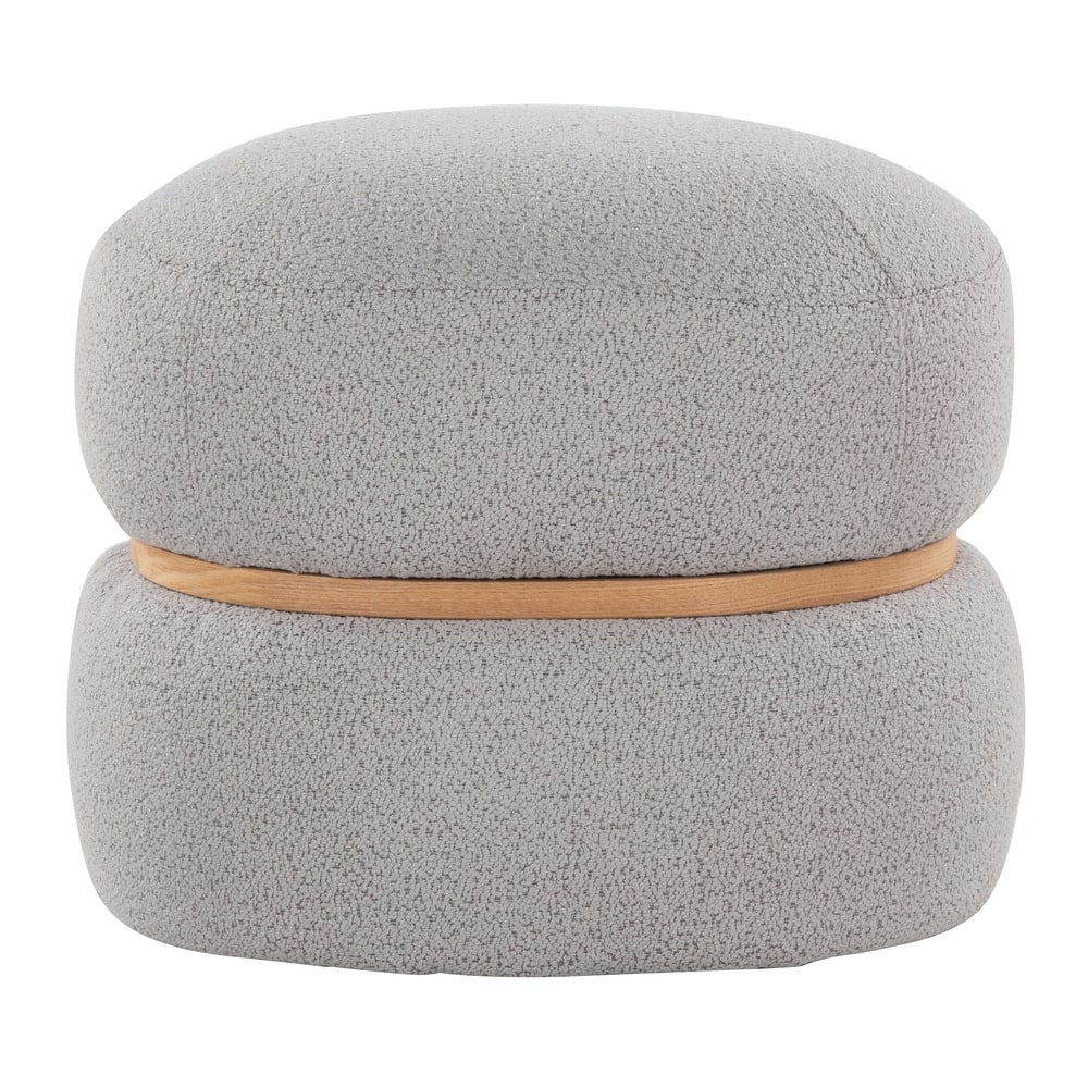 Carson Carrington Lena Pouf Ottoman with Natural Wood Accent
