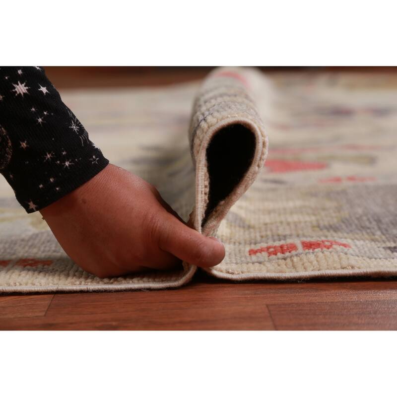 Hand Knotted Oriental 100% Wool Carpet Transitional All-Over Beige & Ivories Oushak Area Rug - 12' 5'' X 9' 1''